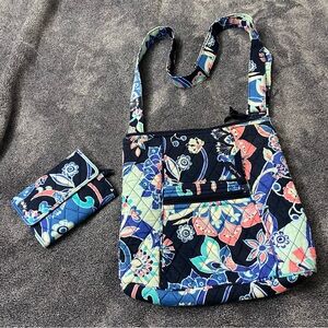 Vera Bradley Floral Patterned Shoulder Bag and Wallet Set